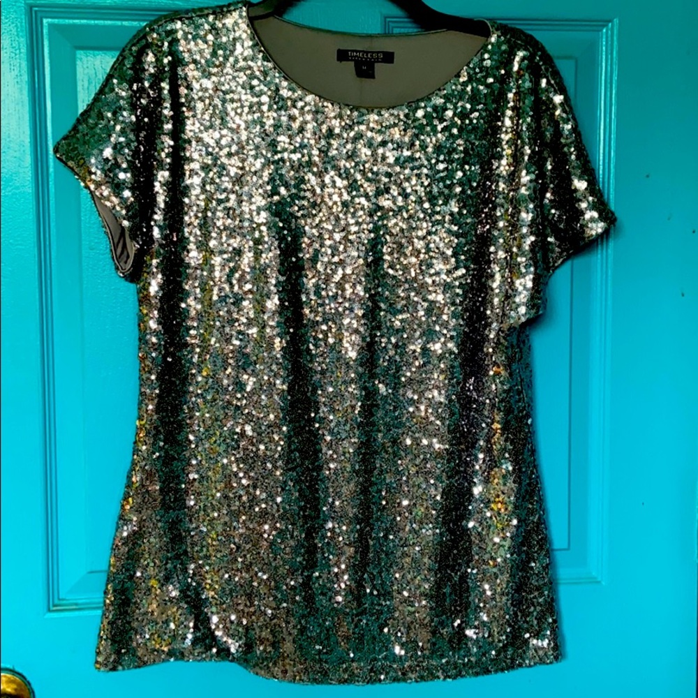 Silver sequin Naeem Khan top size medium